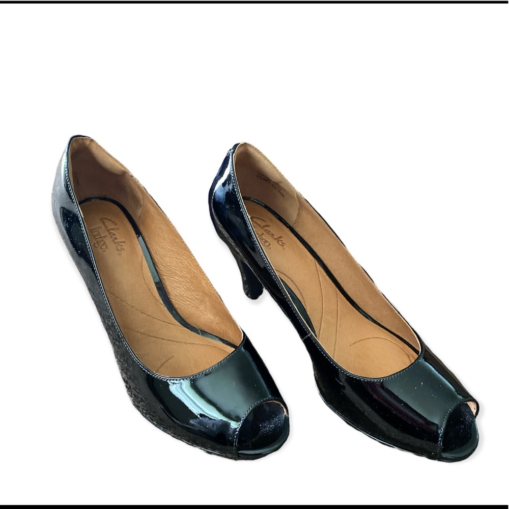 Clarks Indigo Black Patent Heels -Wessex Eider